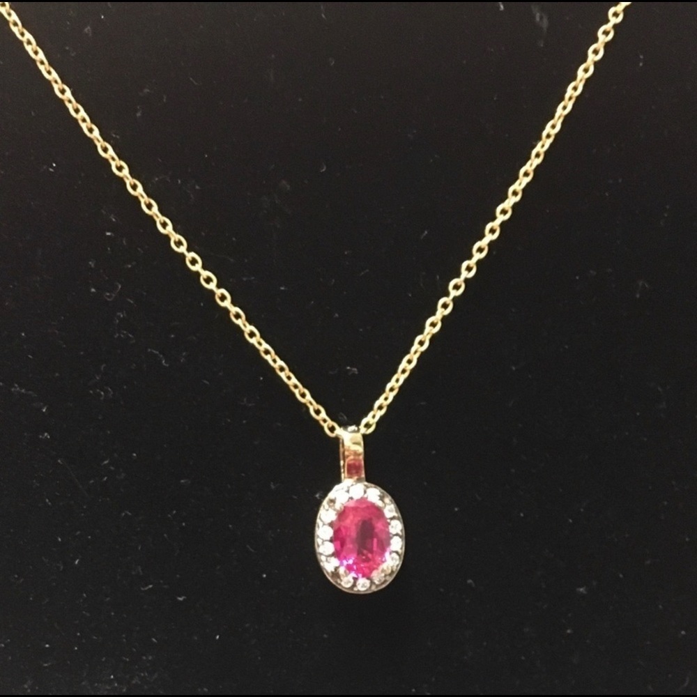 Lab Created Ruby And White Sapphire Necklace - image 1